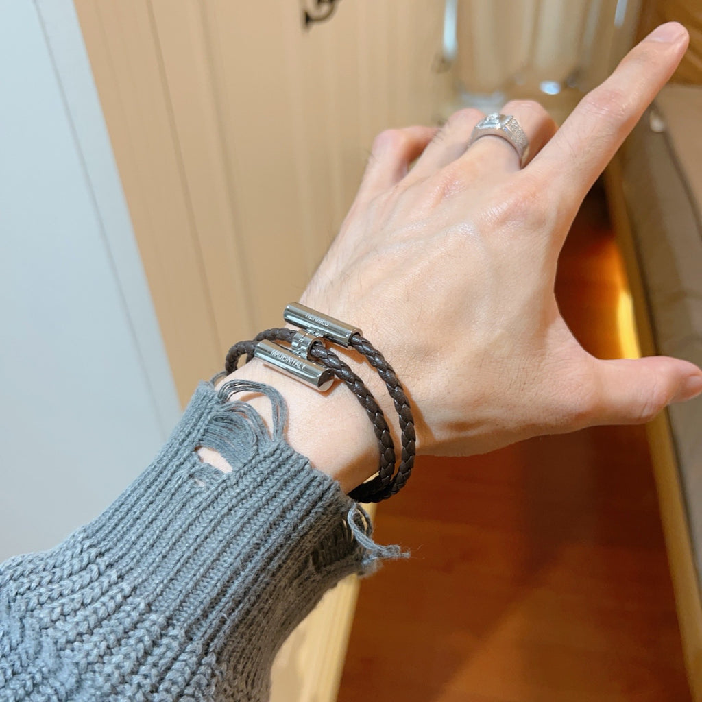Hermès Black Leather H Cuff Bracelet - album image 6