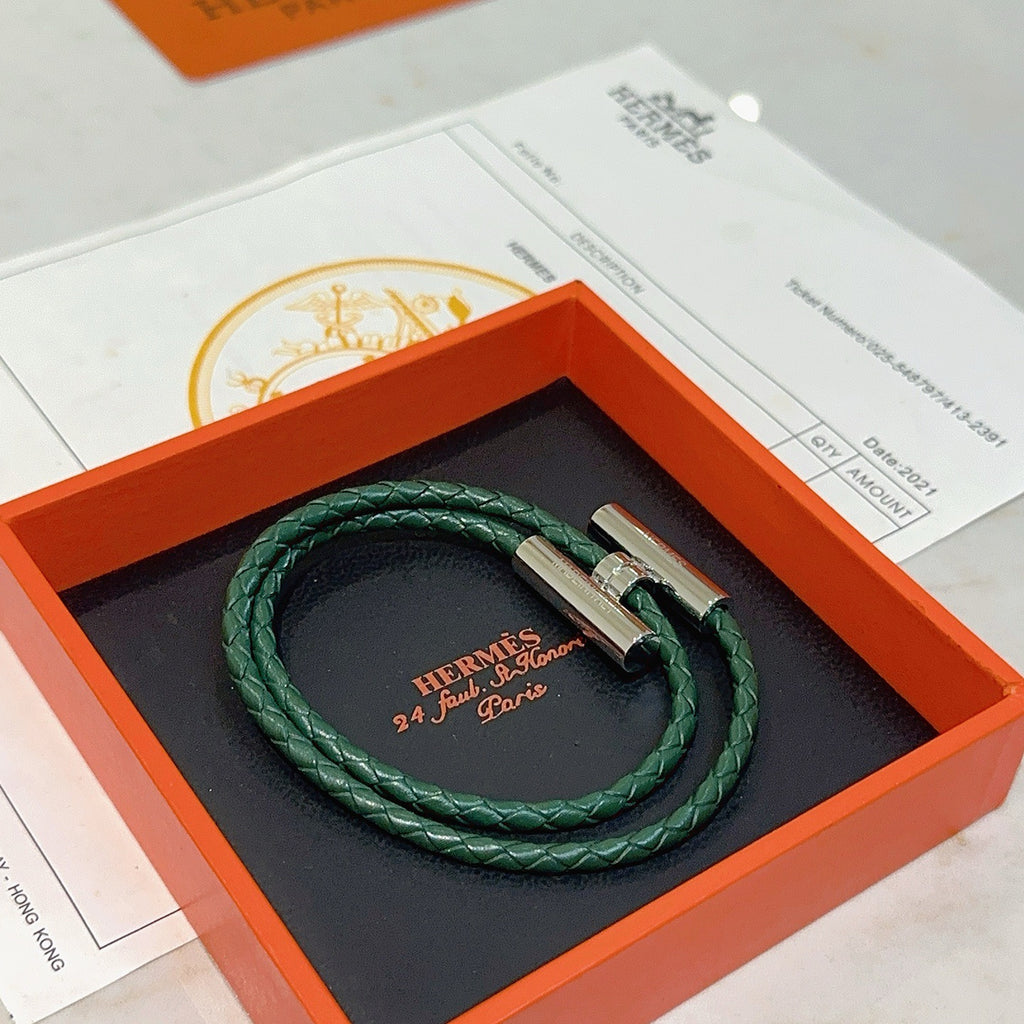 Hermès Black Leather H Cuff Bracelet - album image 8
