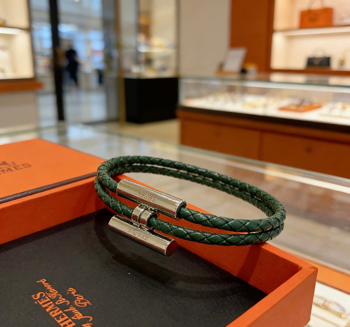 Hermès Black Leather H Cuff Bracelet - album image 4