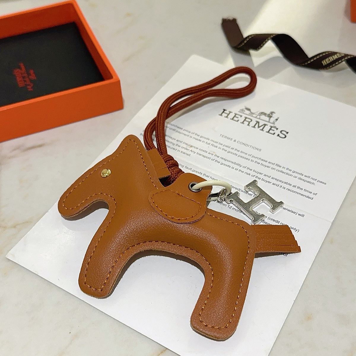 Hermès Tan Leather Horse Bag Charm - album image 3
