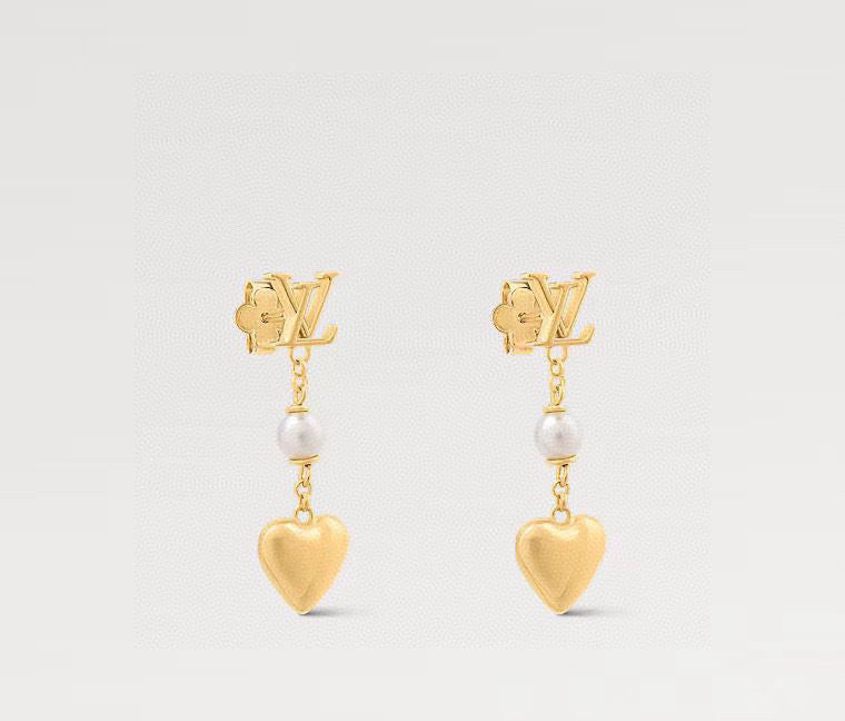 Louis Vuitton Gold-Tone LV and Flower Stud Earrings - album image 2