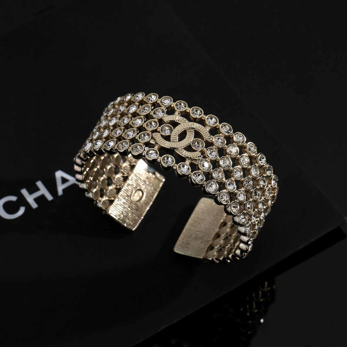 Chanel Silver-Tone Wide Woven Bangle - album image 2