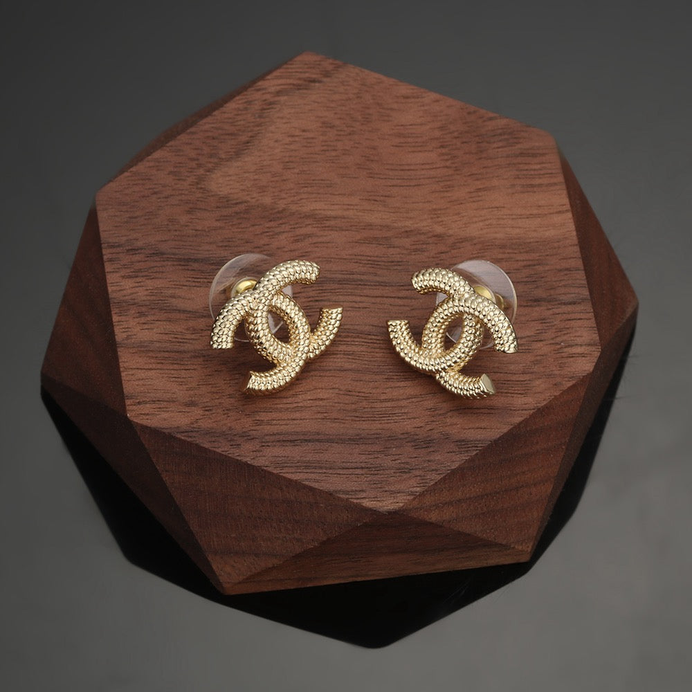 Chanel Gold-Tone Sculptural CC Stud Earrings - album image 2