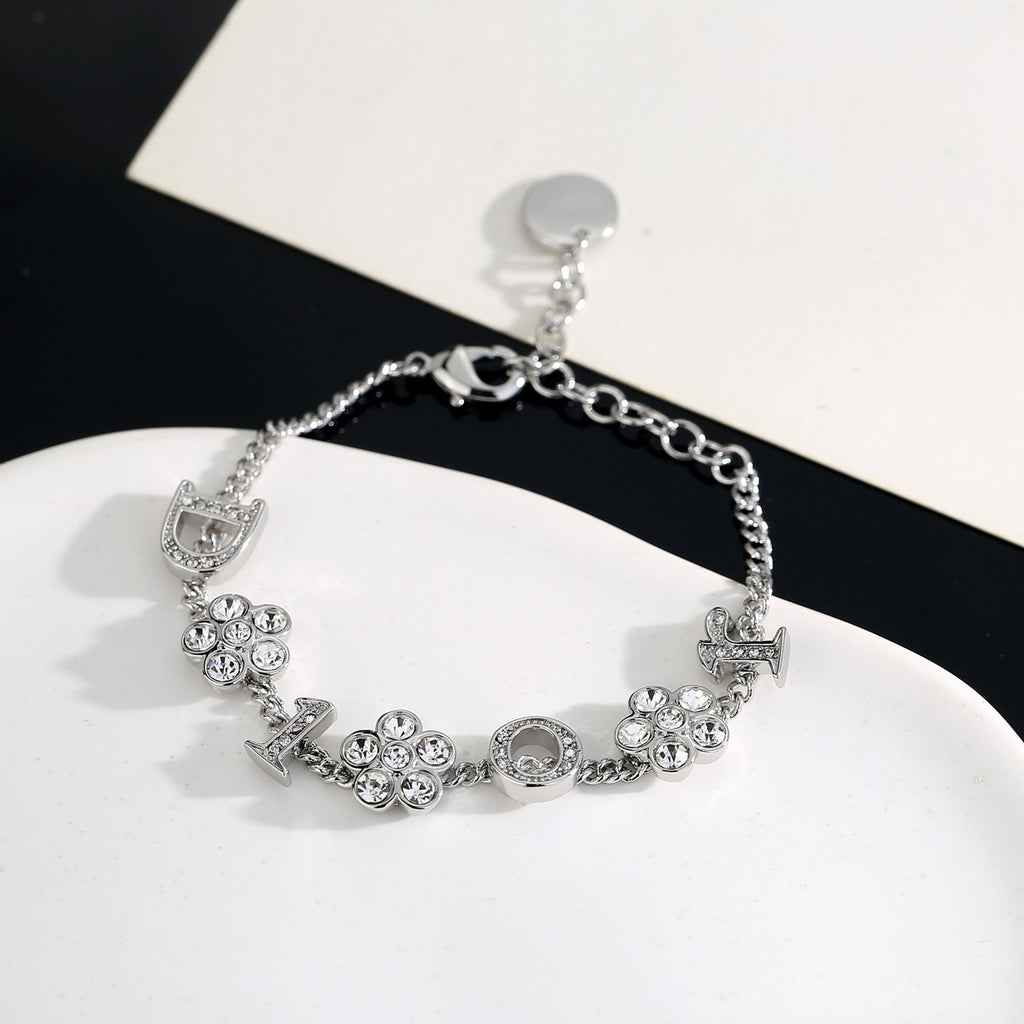 Dior Silver-Tone Crystal Flower Bracelet - product image 1