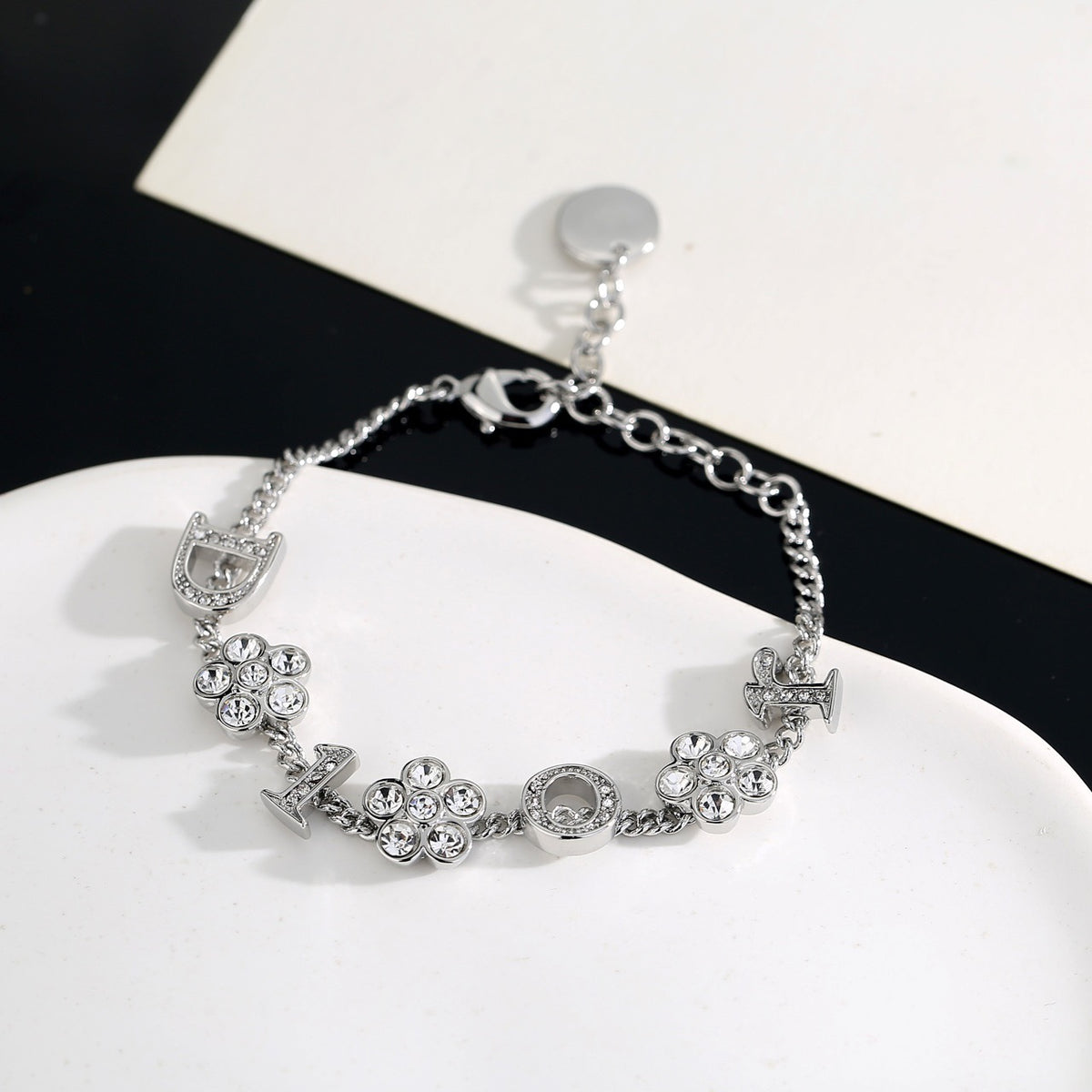 Dior Silver-Tone Crystal Flower Bracelet - product image 1