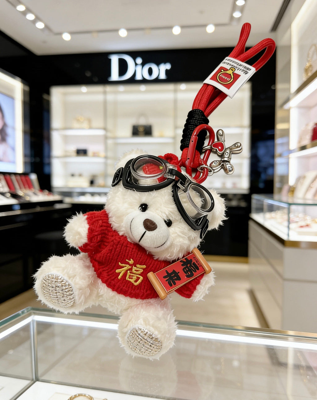 Dior Red-and-White Plush Character Keychain - product image 5
