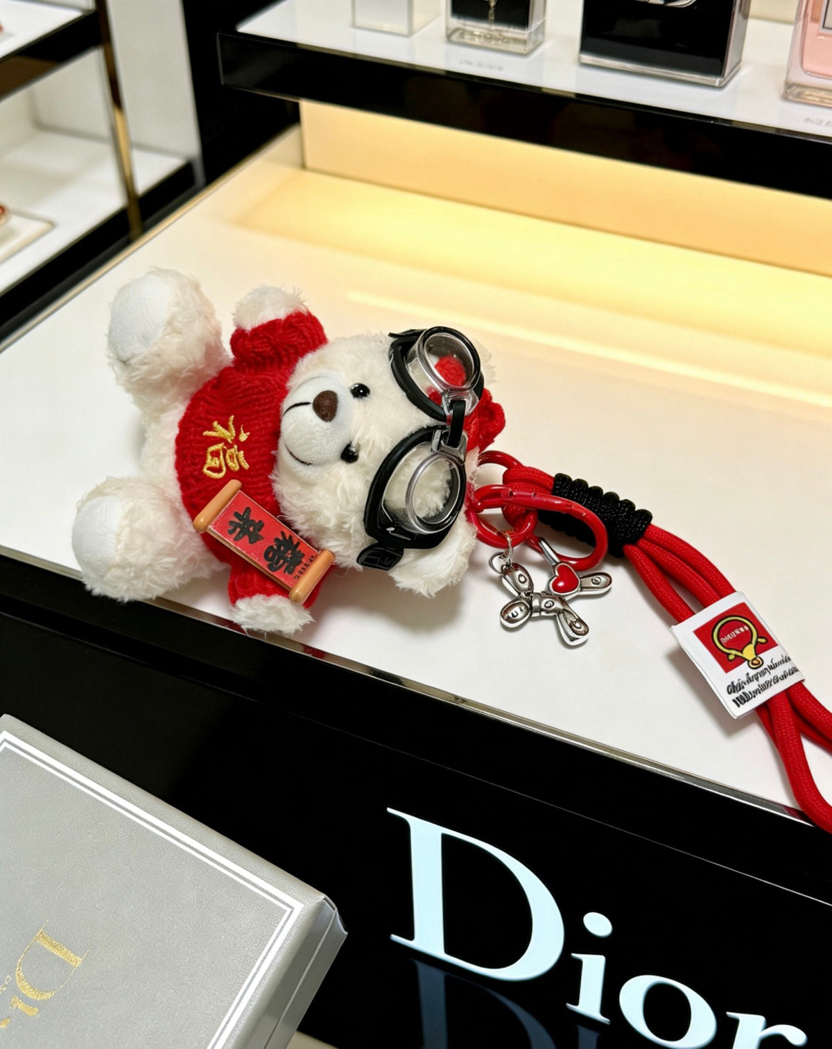 Dior Red-and-White Plush Character Keychain - product image 1