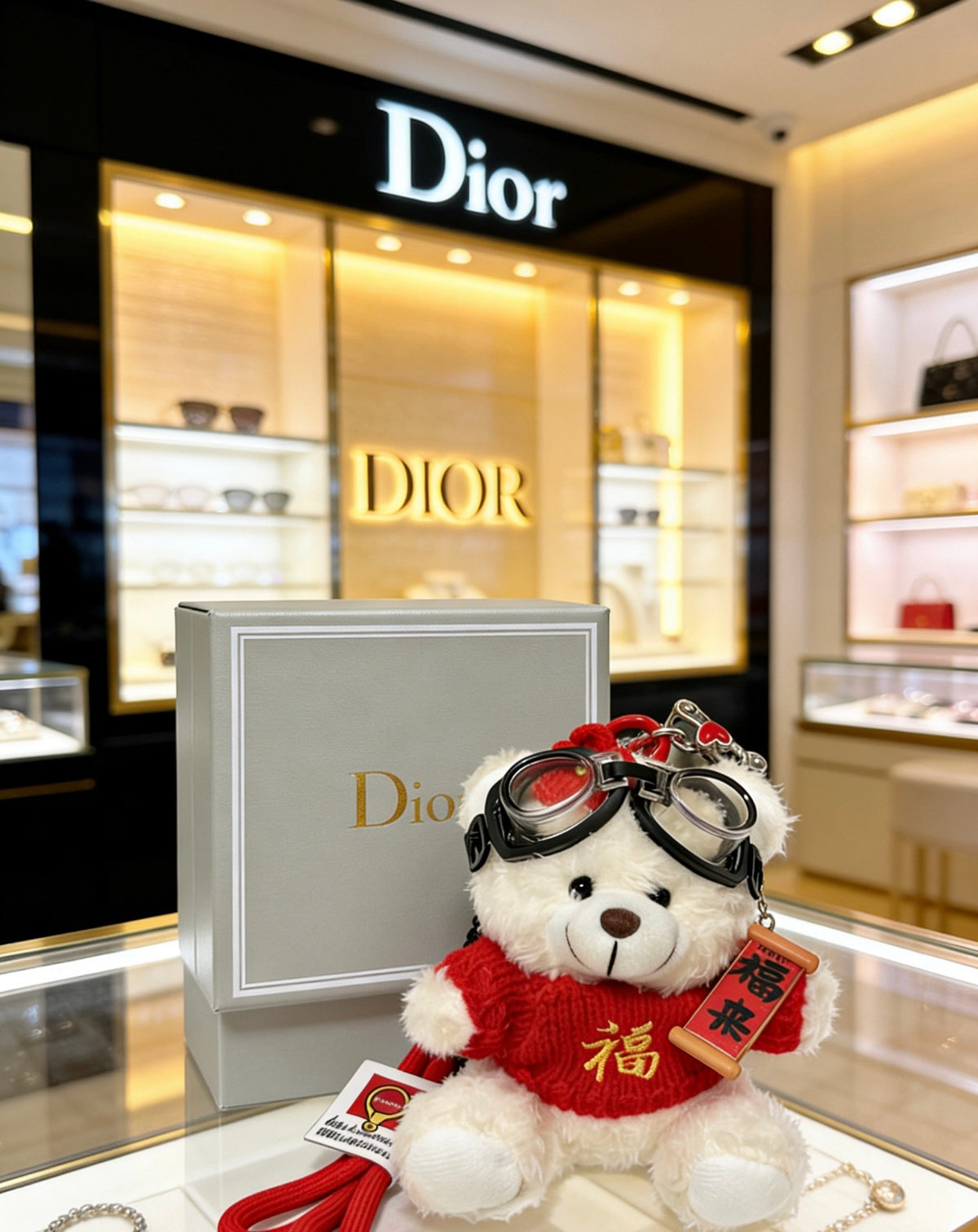 Dior Red-and-White Plush Character Keychain - product image 7
