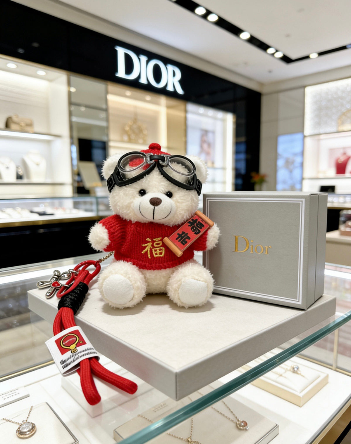 Dior Red-and-White Plush Character Keychain - product image 3