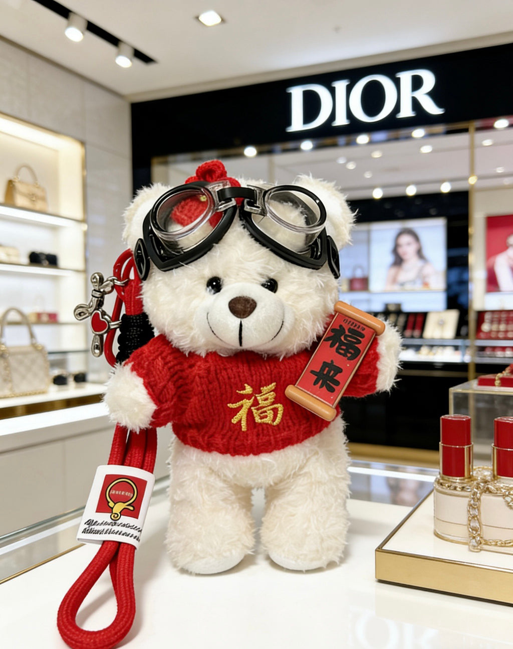 Dior Red-and-White Plush Character Keychain - product image 6