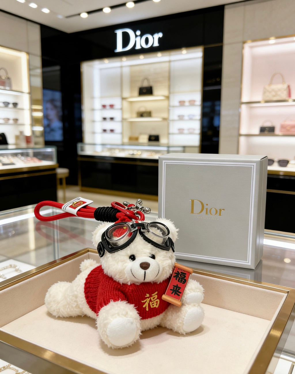 Dior Red-and-White Plush Character Keychain - product image 2