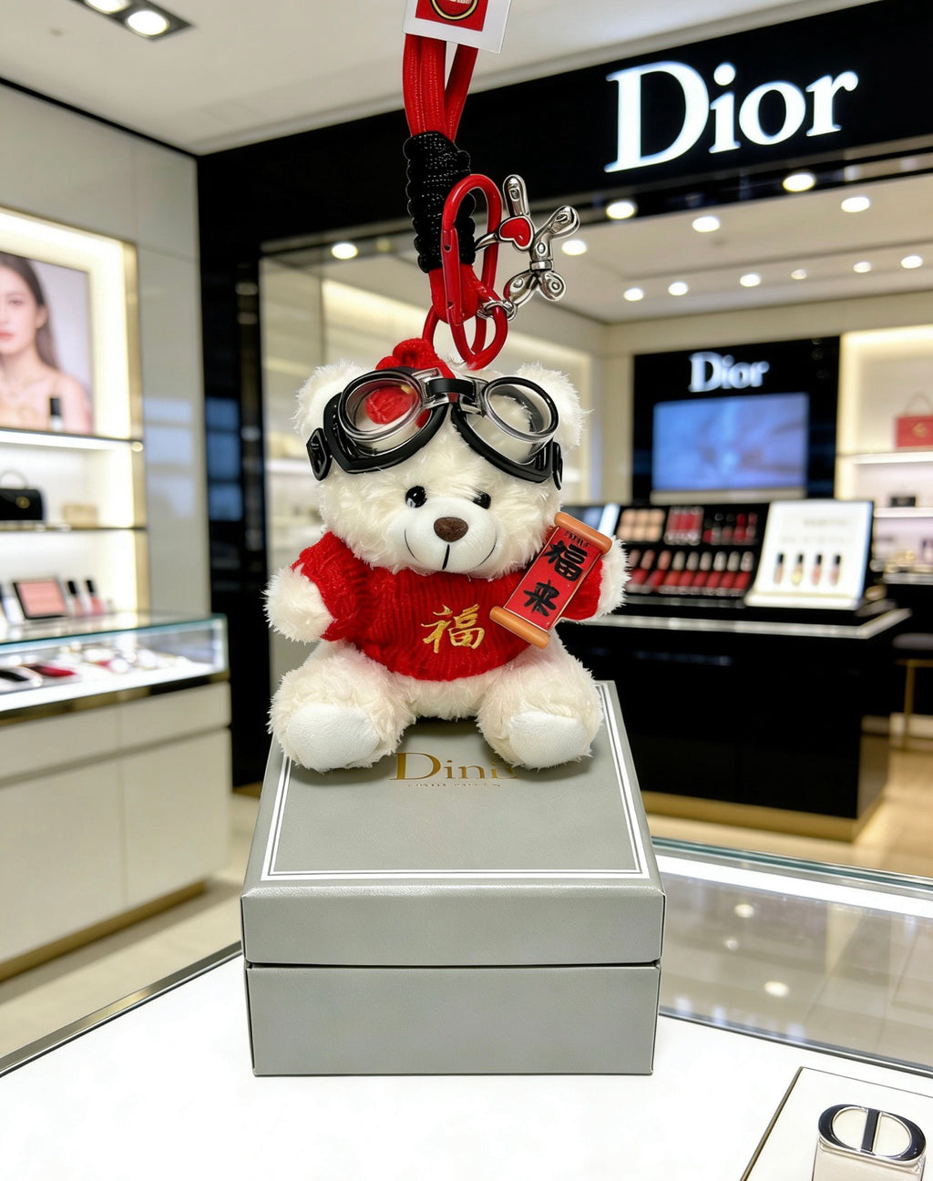 Dior Red-and-White Plush Character Keychain - product image 4