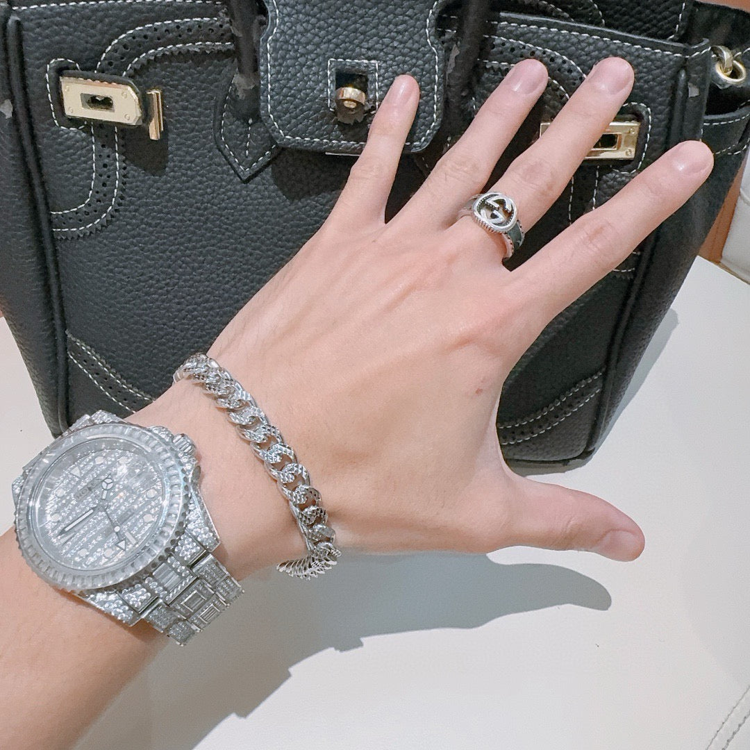 Gucci Silver-Tone Cuban Link Bracelet with G Charm - album image 7