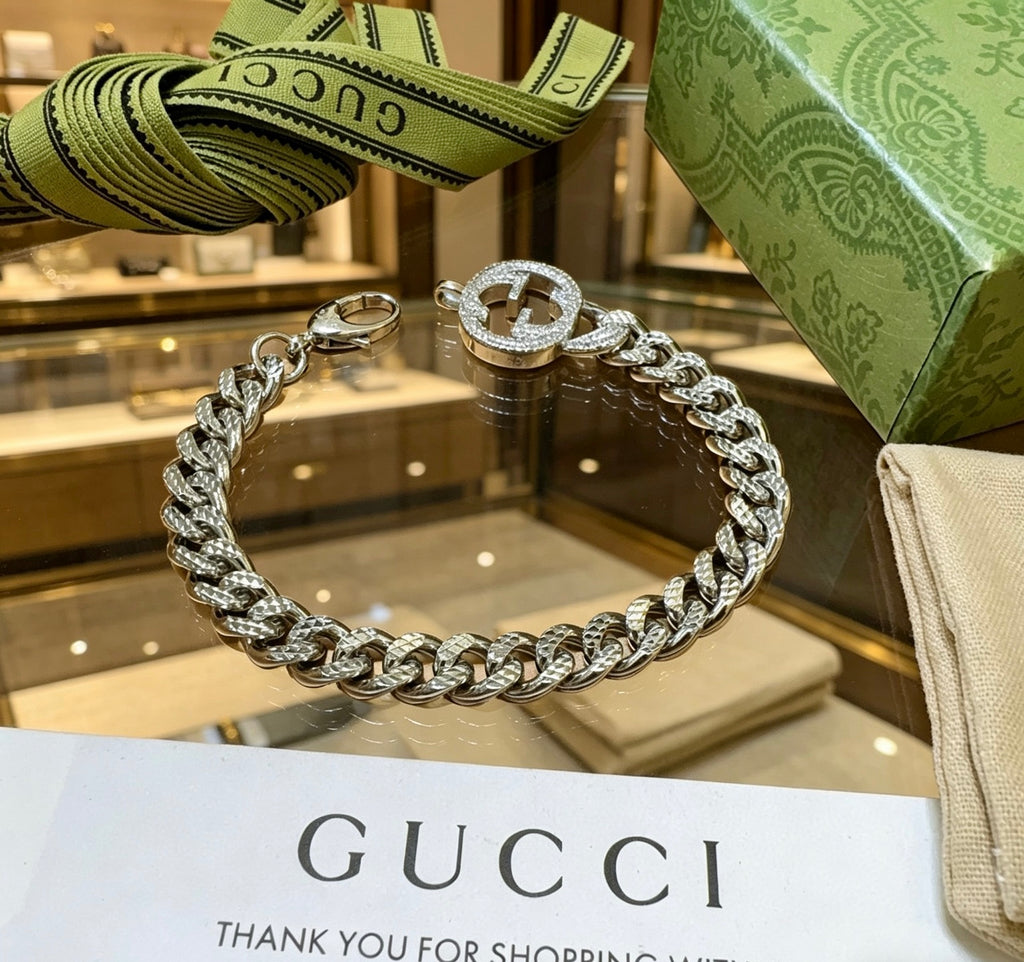Gucci Silver-Tone Cuban Link Bracelet with G Charm - album image 9