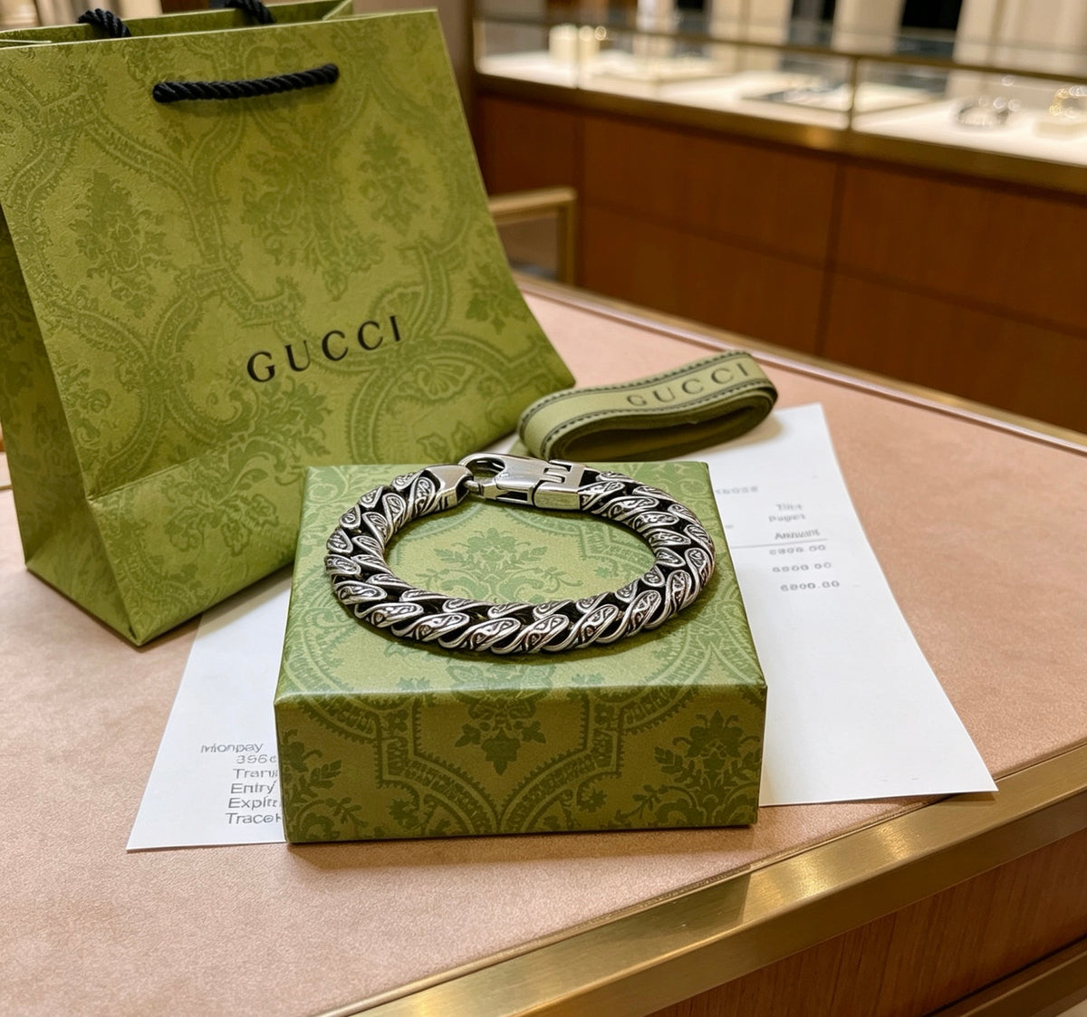Gucci Silver-Tone Wide Grooved Cuban Link Bracelet - album image 8