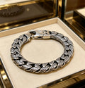Gucci Silver-Tone Wide Grooved Cuban Link Bracelet - album image 1