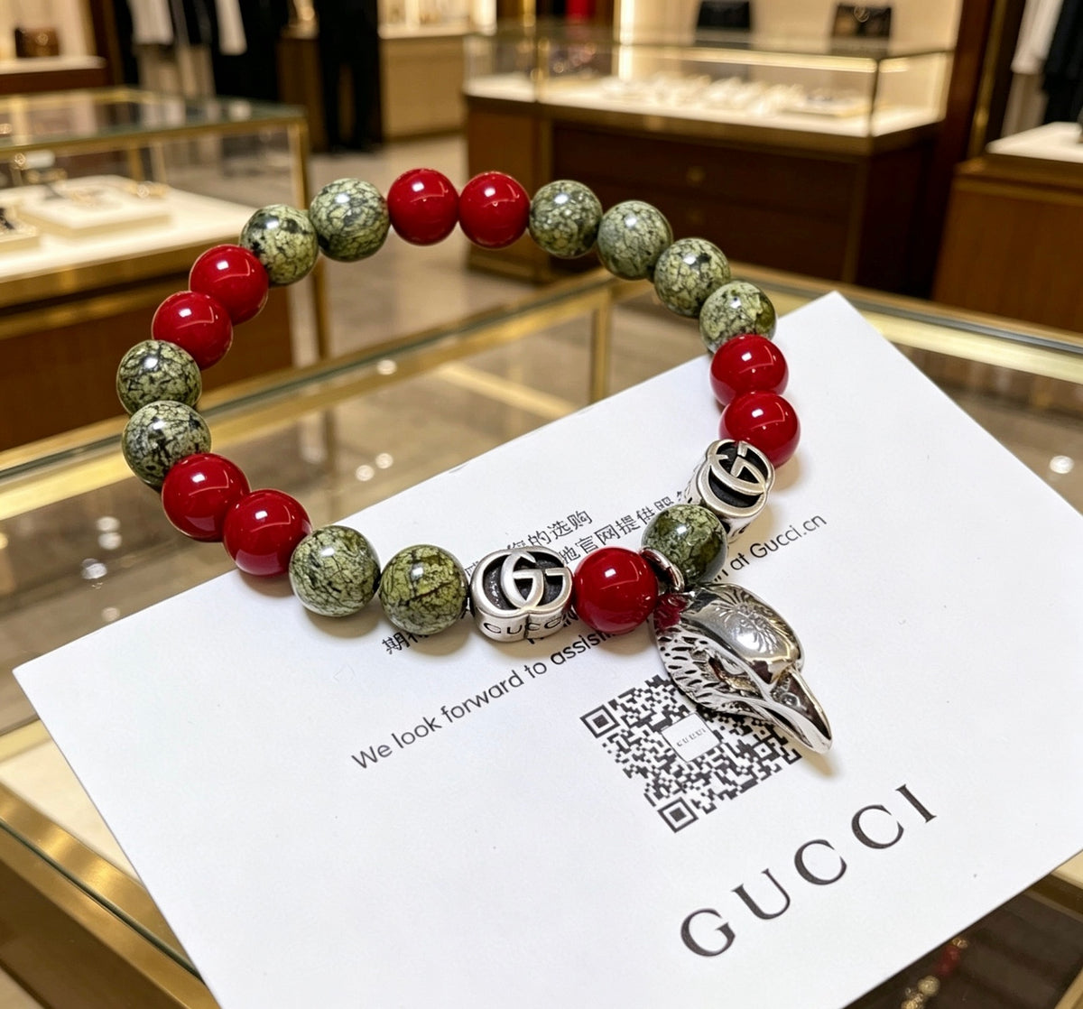 Gucci Anger Forest Interlocking G Crystal Accent Antiqued Bracelet - album image 5