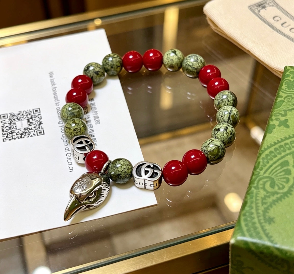 Gucci Anger Forest Interlocking G Crystal Accent Antiqued Bracelet - album image 4
