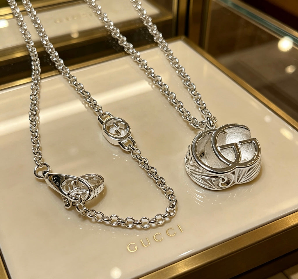Gucci Anger Forest Interlocking G Antiqued Chain Necklace - album image 2