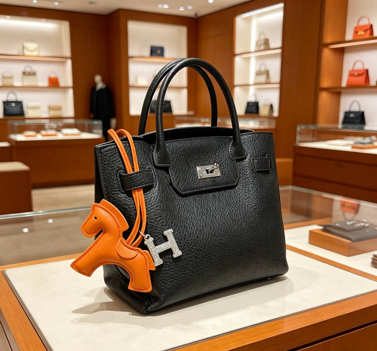 Hermès Orange Leather Horse Bag Charm - album image 4