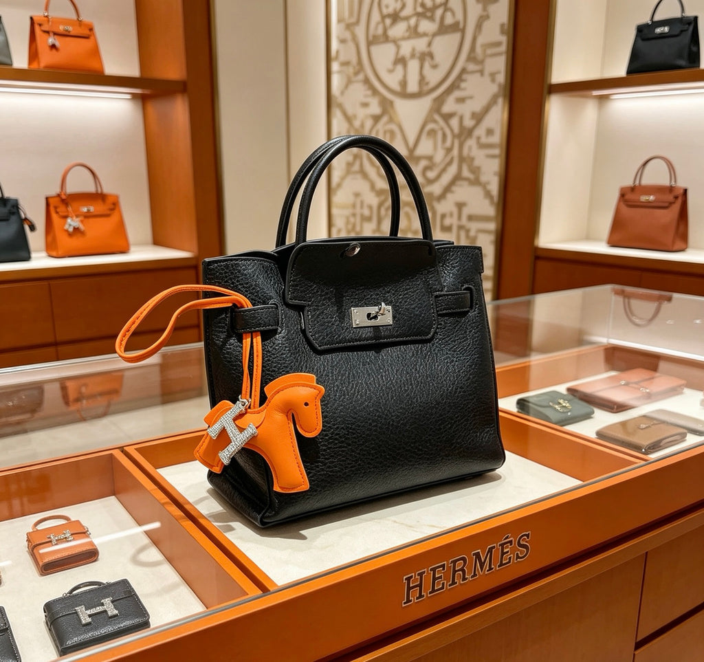 Hermès Orange Leather Horse Bag Charm - album image 2