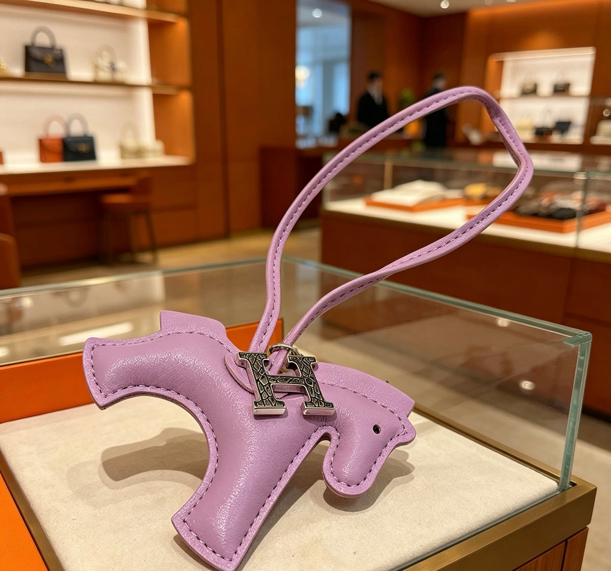 Hermès Lavender Leather Horse Bag Charm - album image 3