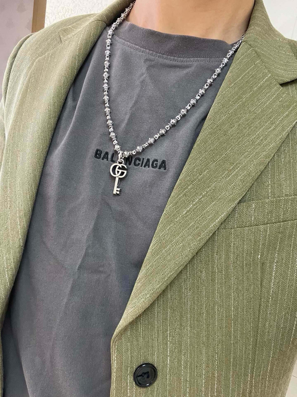 Gucci Anger Forest Interlocking G Key Pendant Antiqued Chain Necklace - album image 3