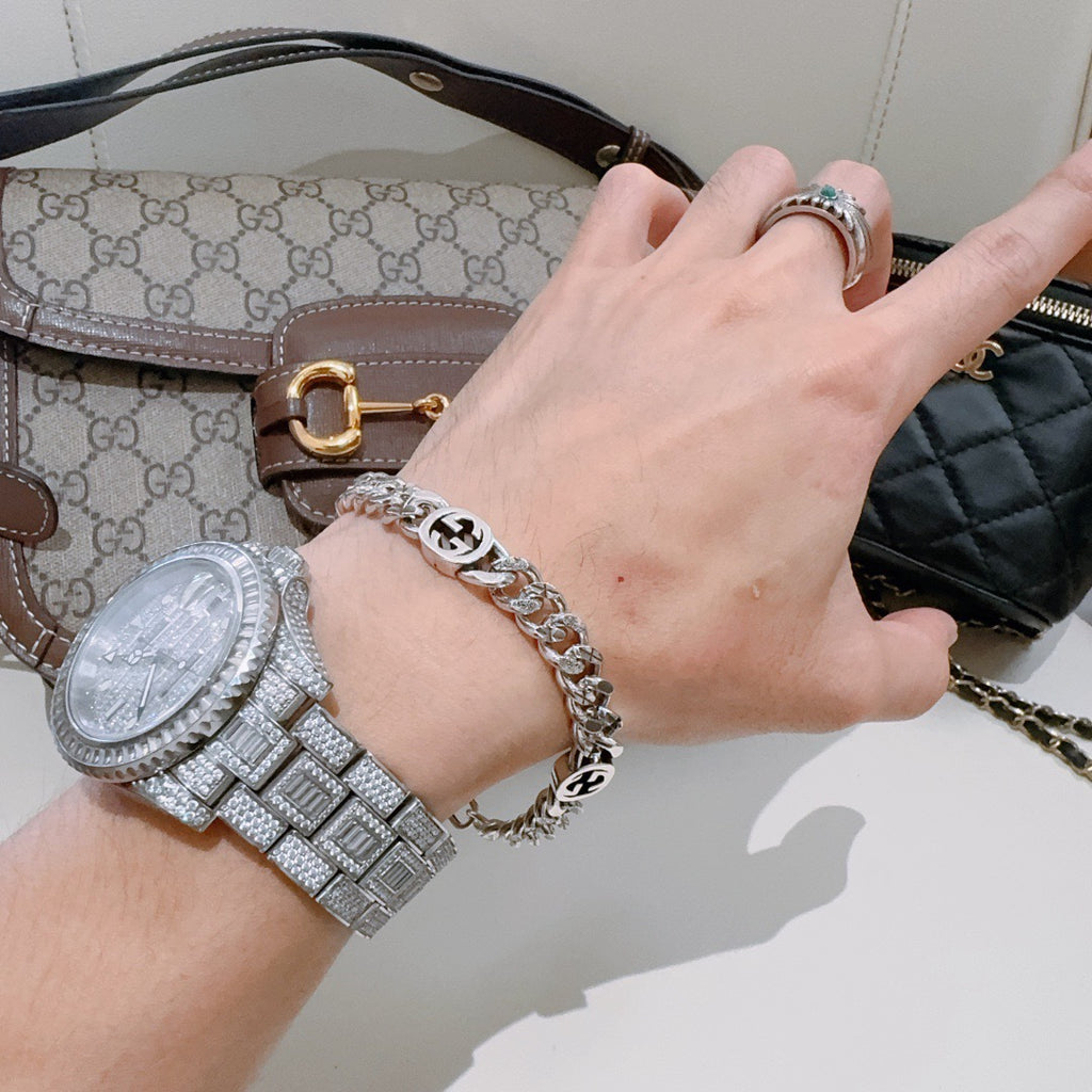 Gucci Silver-Tone Wide Woven Chain Bracelet - album image 7