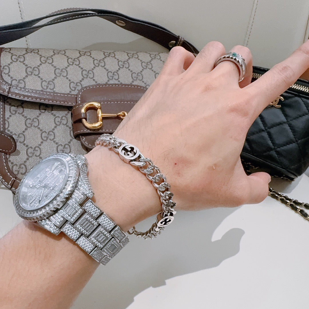 Gucci Silver-Tone Wide Woven Chain Bracelet - album image 7