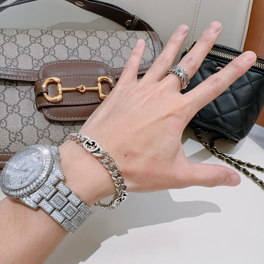 Gucci Silver-Tone Wide Woven Chain Bracelet - album image 3