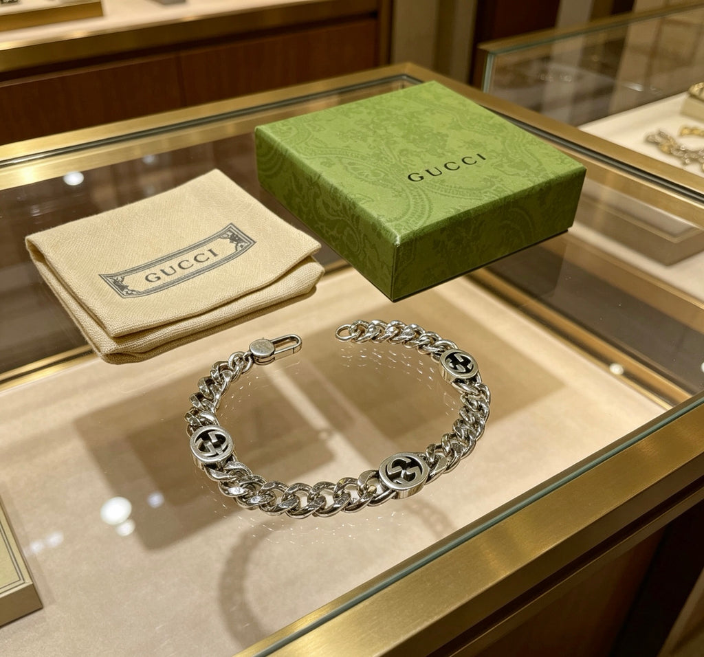 Gucci Silver-Tone Wide Woven Chain Bracelet - album image 2