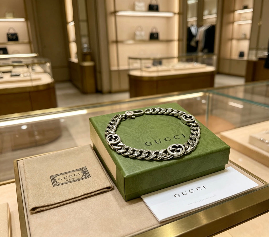 Gucci Silver-Tone Wide Woven Chain Bracelet - album image 6