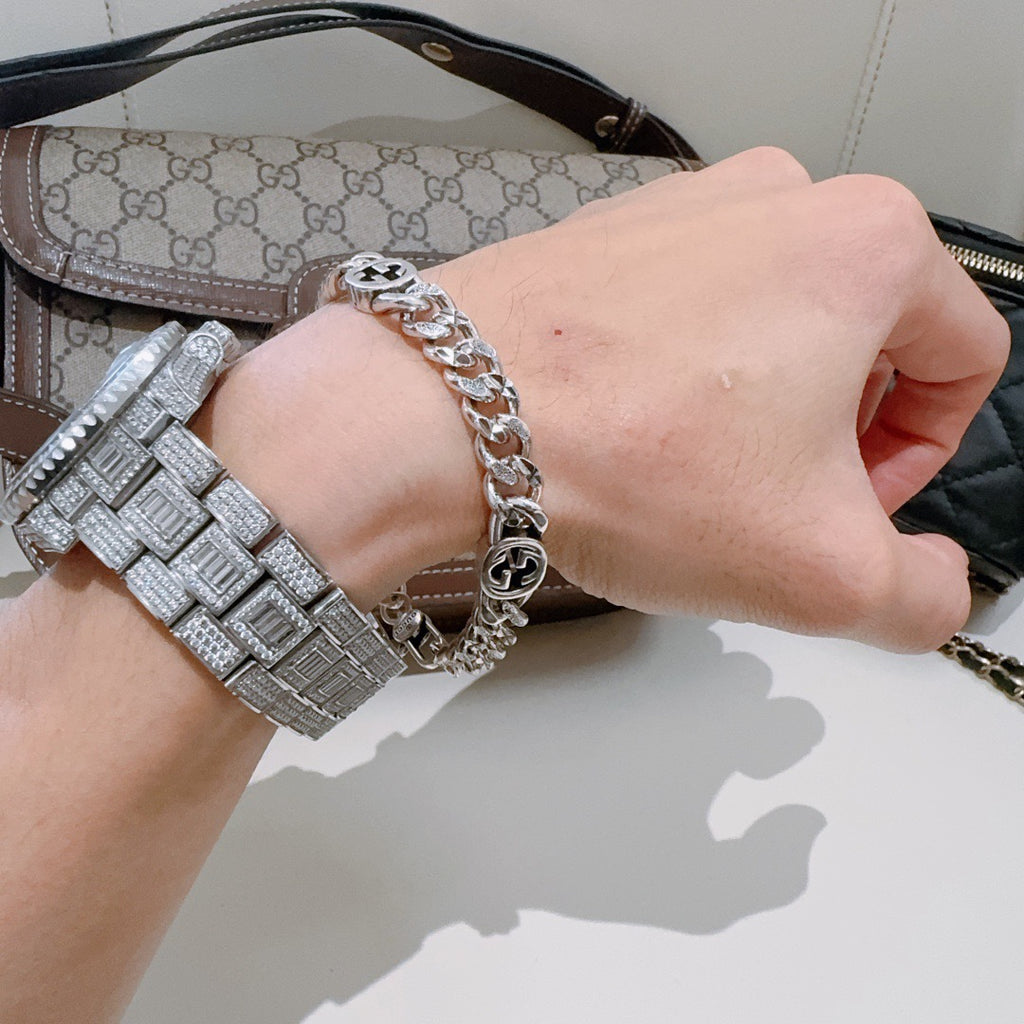 Gucci Silver-Tone Wide Woven Chain Bracelet - album image 4