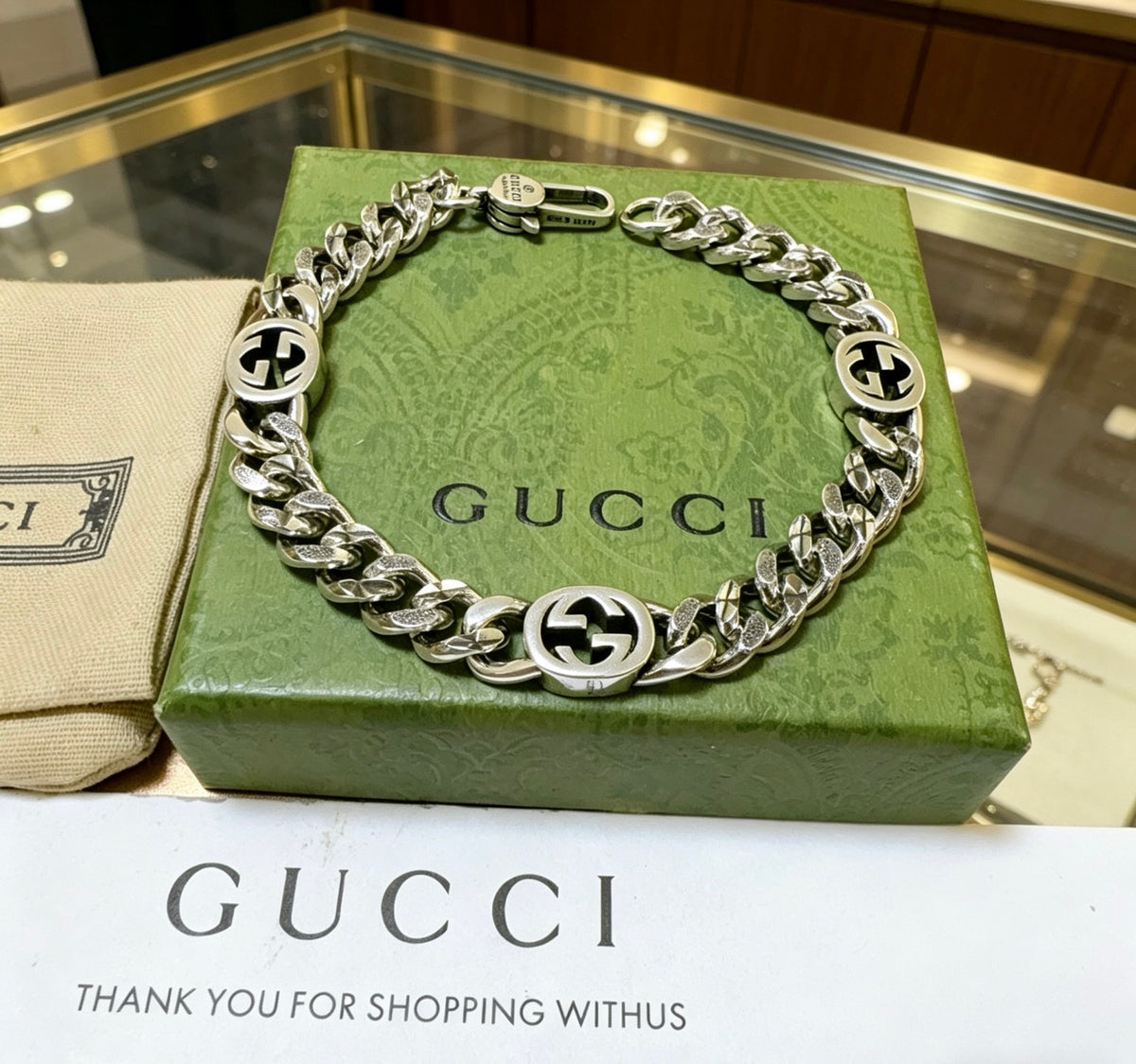 Gucci Silver-Tone Wide Woven Chain Bracelet - album image 5
