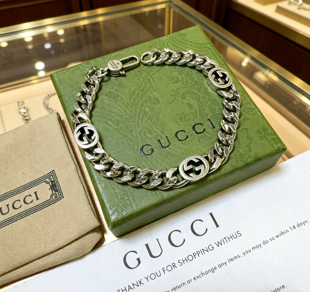 Gucci Silver-Tone Wide Woven Chain Bracelet - album image 8