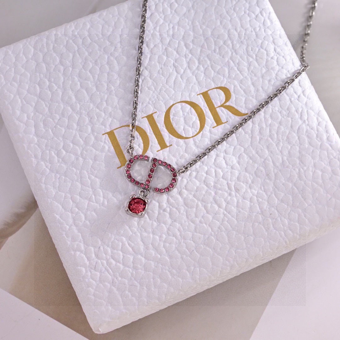 Dior Red Bead CD Pendant Necklace - product image 1