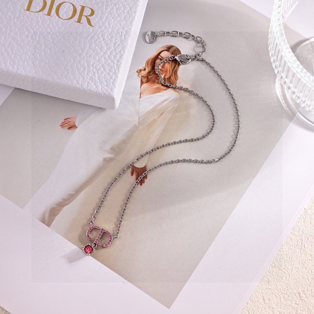 Dior Red Bead CD Pendant Necklace - product image 3