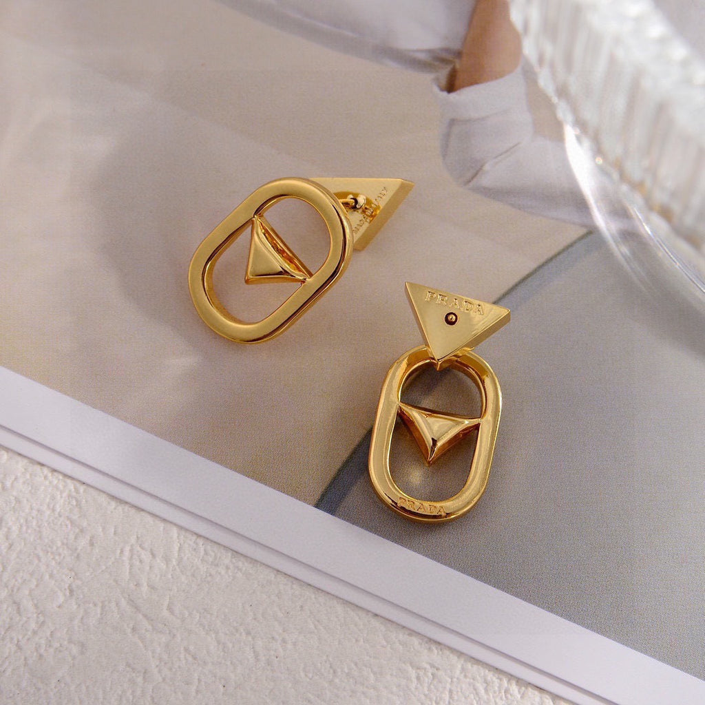 Prada Gold-Tone Triangle Link Earrings - album image 7