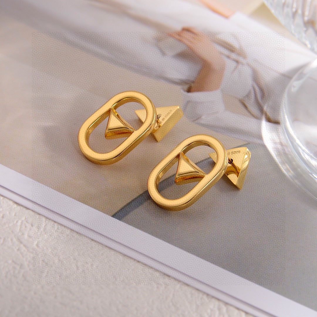 Prada Gold-Tone Triangle Link Earrings - album image 4