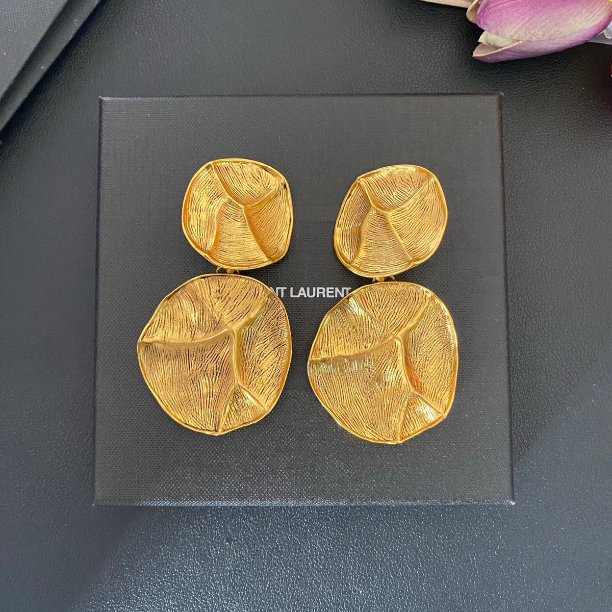 Saint Laurent Gold-Tone Irregular Double-Disc Earrings - album image 3