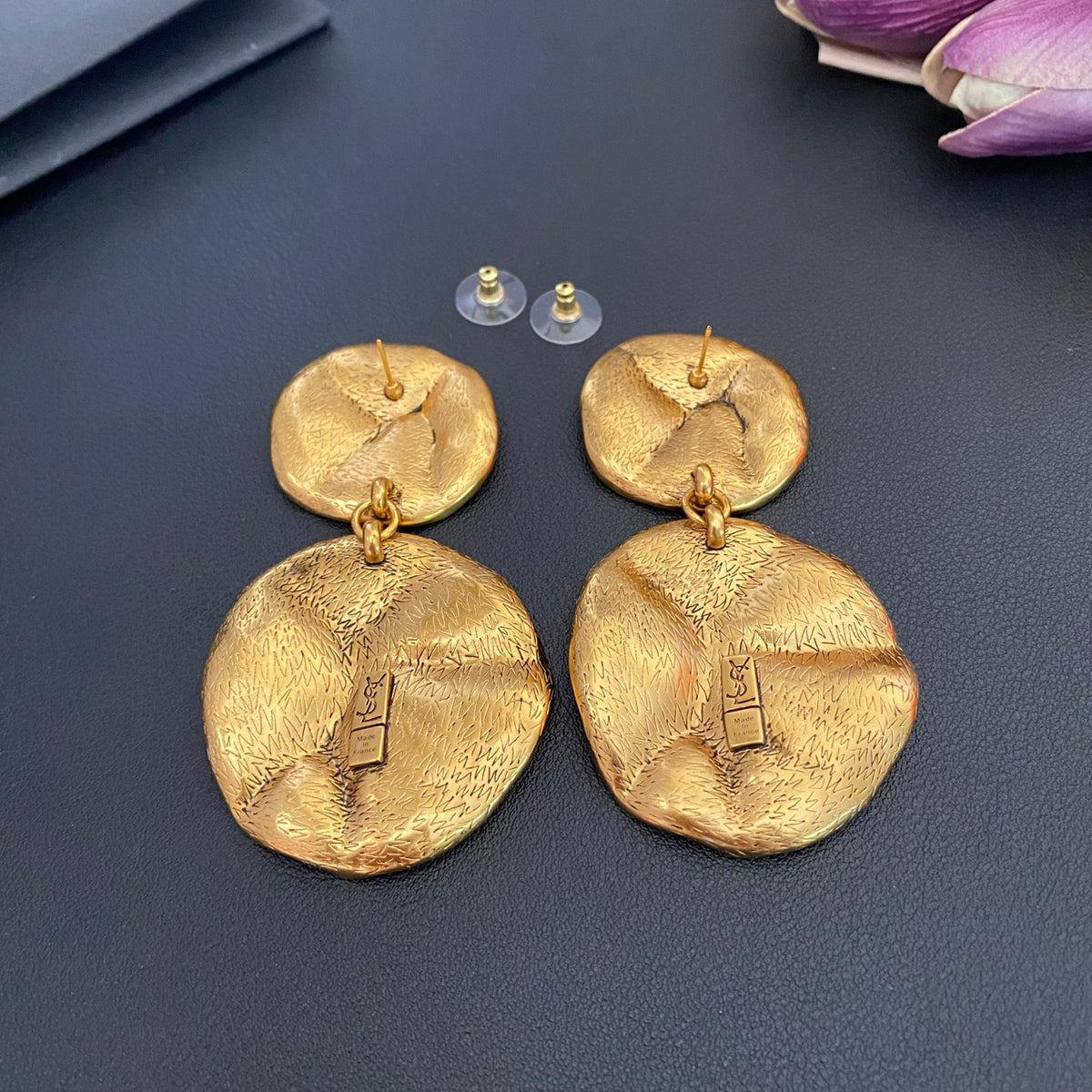 Saint Laurent Gold-Tone Irregular Double-Disc Earrings - album image 7