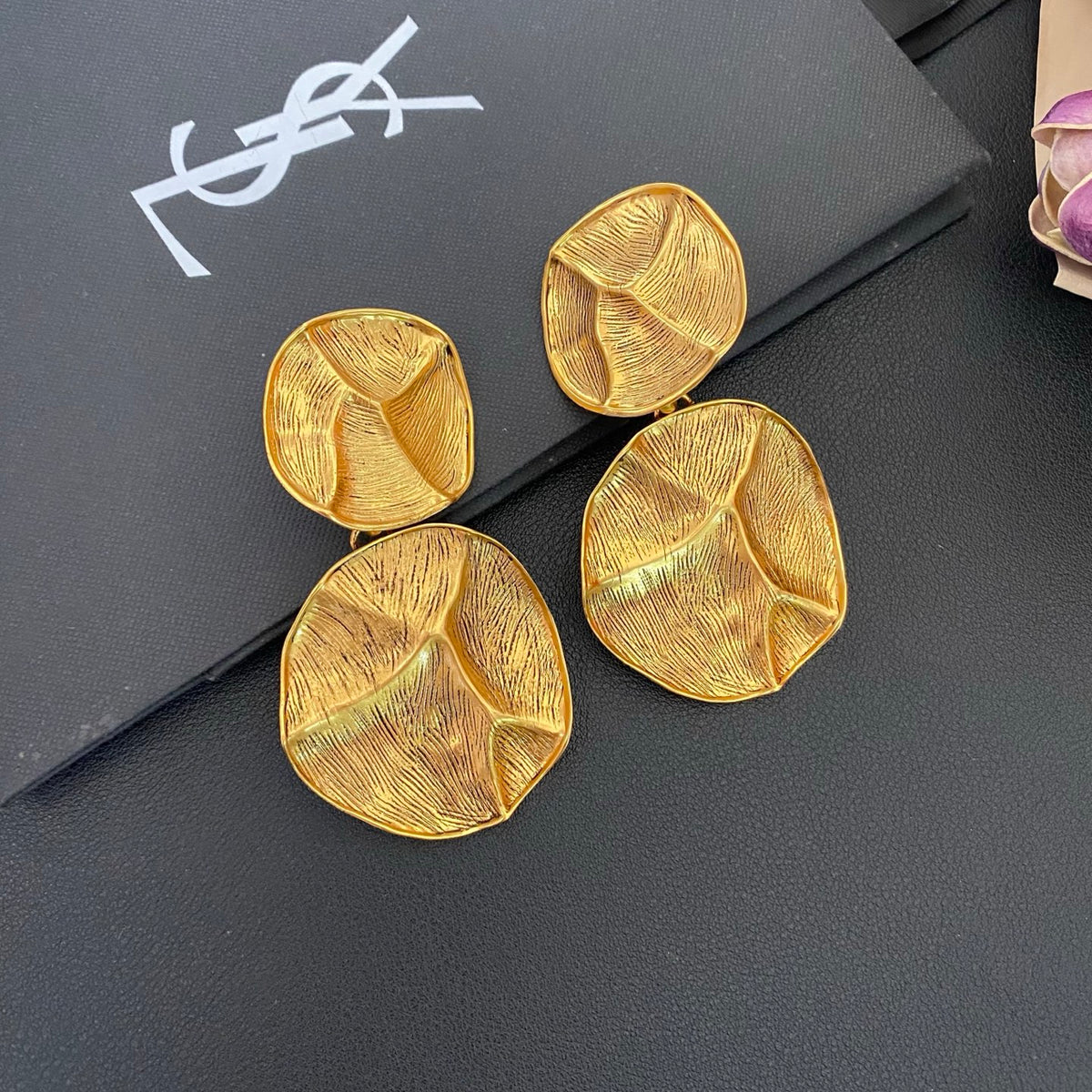 Saint Laurent Gold-Tone Irregular Double-Disc Earrings - album image 2