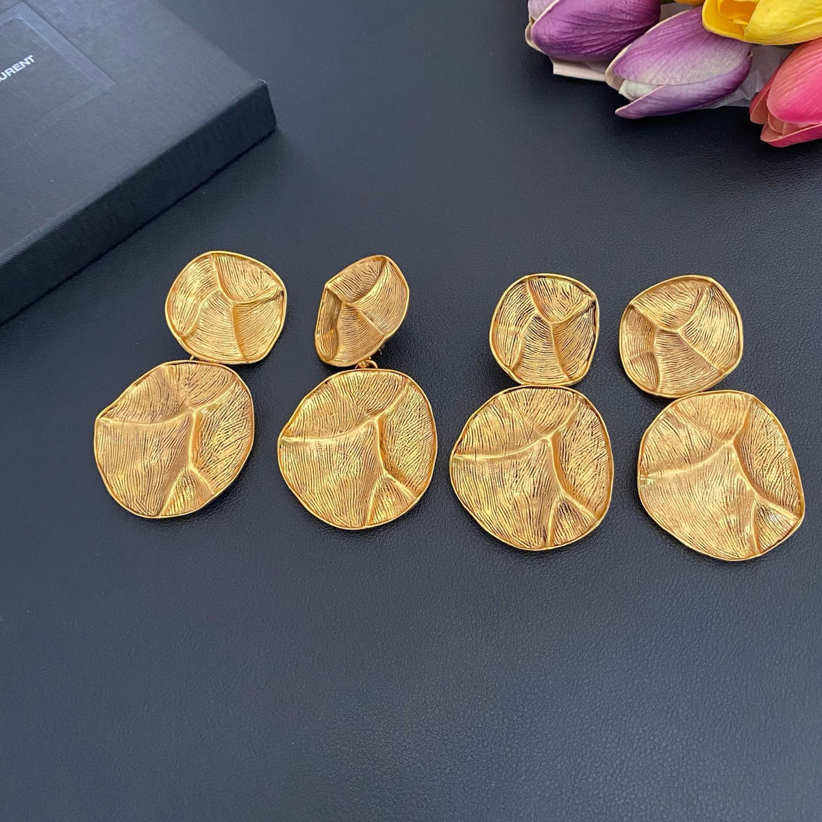 Saint Laurent Gold-Tone Irregular Double-Disc Earrings - album image 6