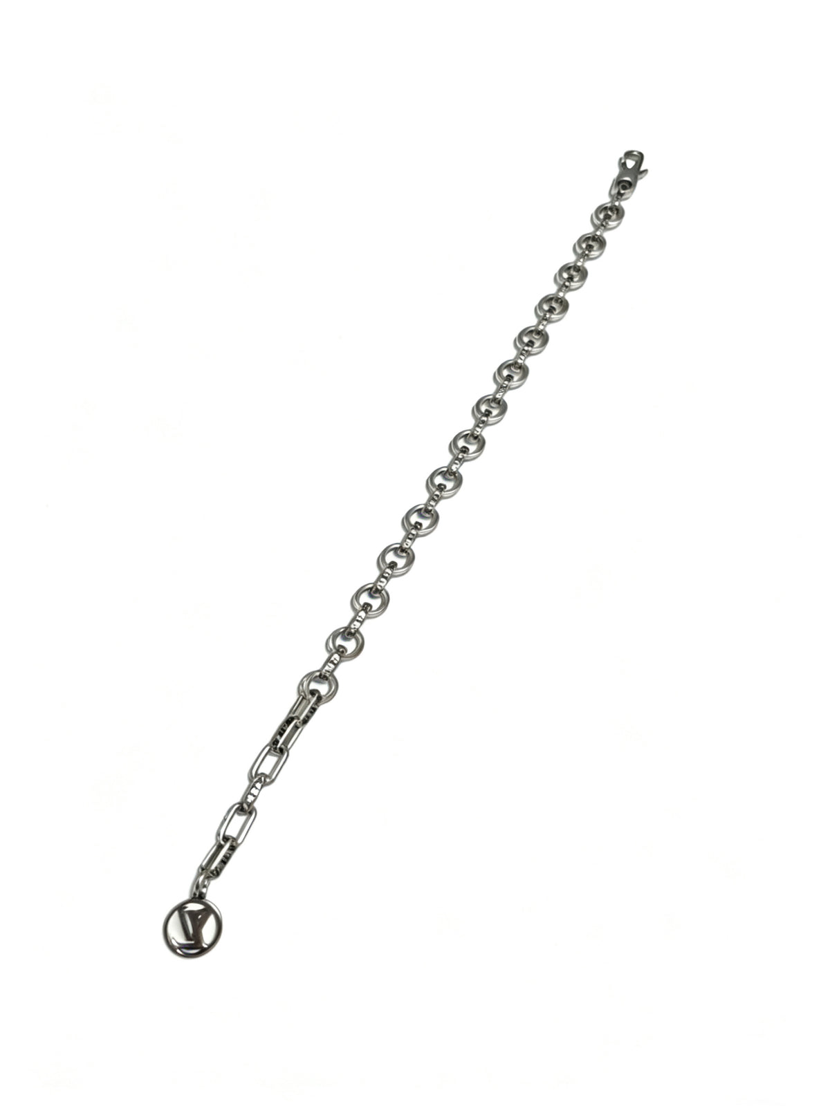 Louis Vuitton Silver-Tone Antiqued Cuban Link Chain Bracelet - album image 3