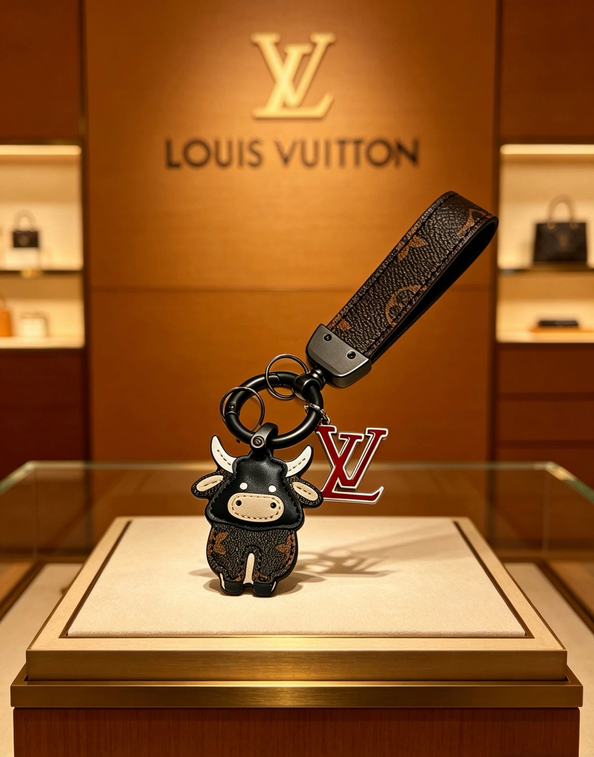 Louis Vuitton Black Bear Keychain with Dark Strap - album image 5