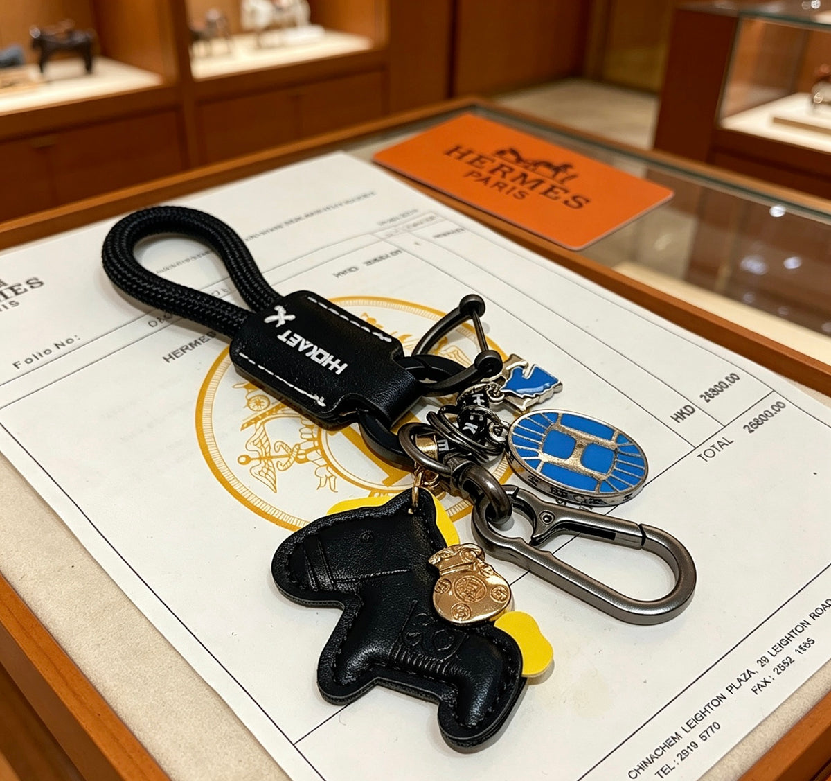 Hermès Black Horse Keychain with Black Braided Cord - album image 5