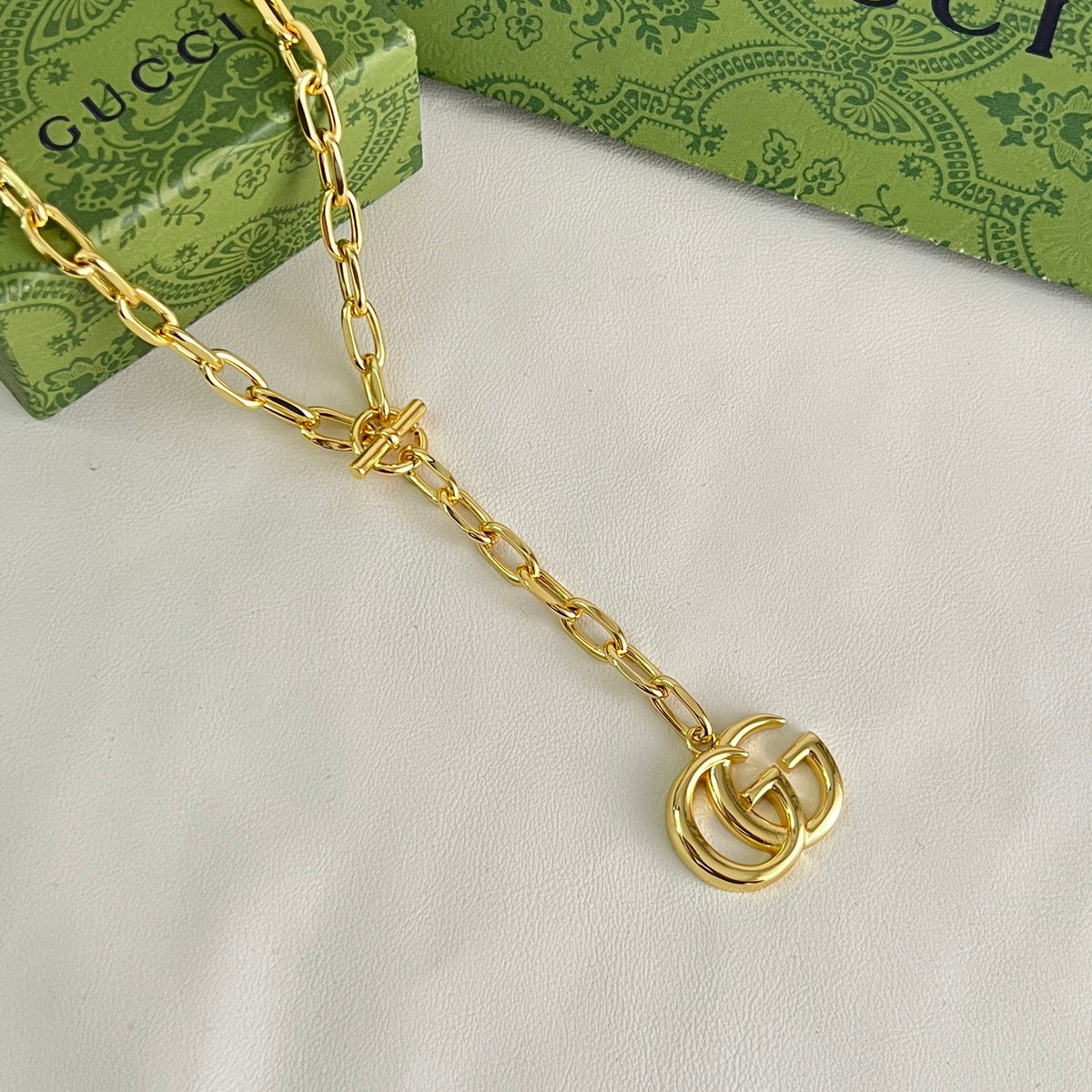 Gucci Gold-Tone Round Medallion Pendant Necklace - album image 3