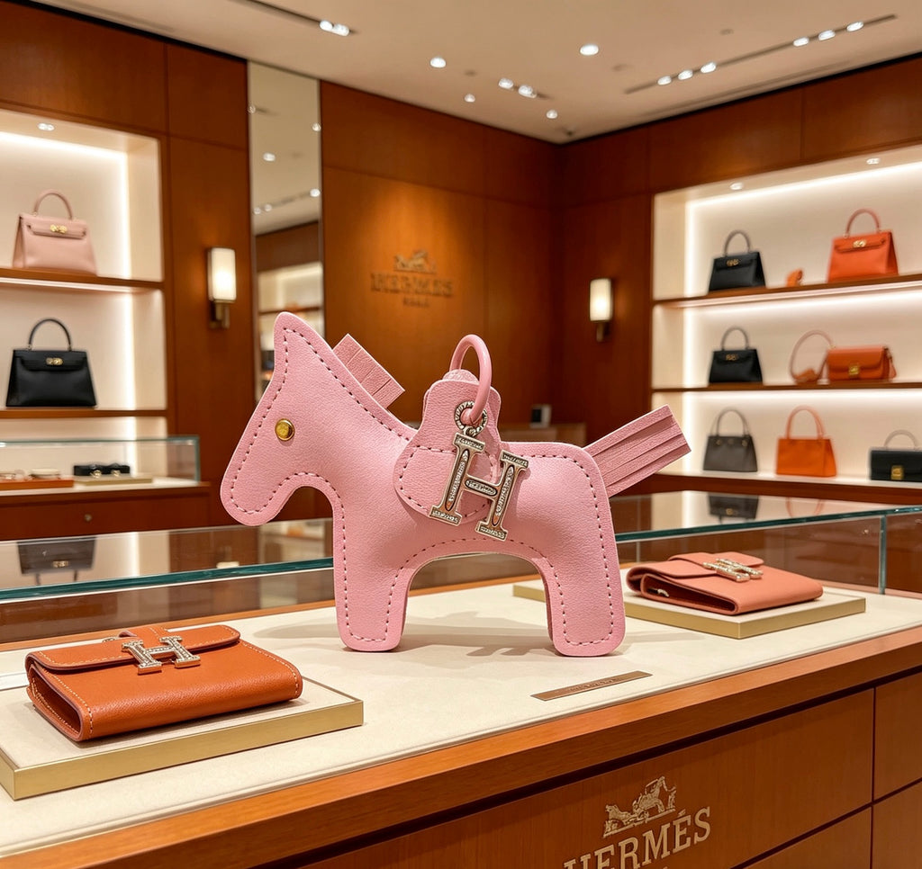 Hermès Pink Leather Horse Bag Charm - album image 5