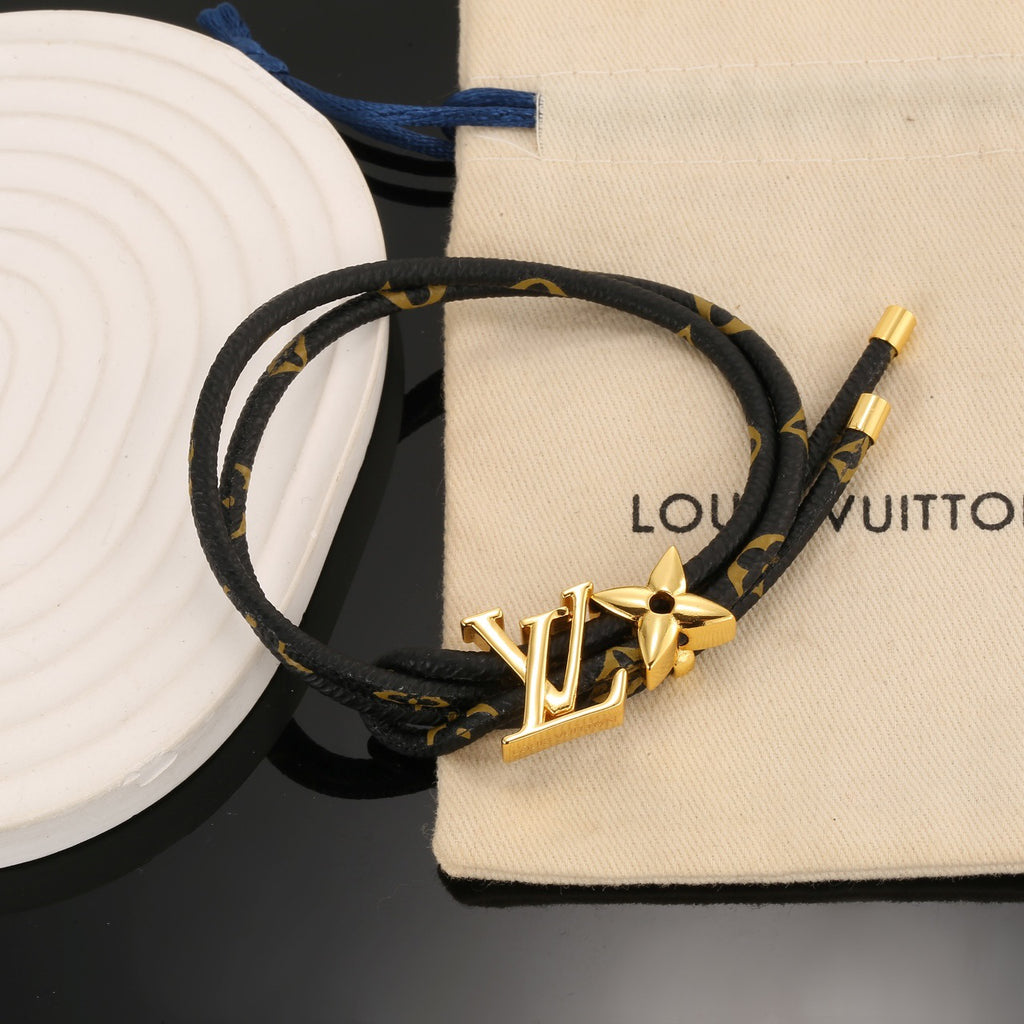 Louis Vuitton Circle Gold-Tone Leather Bracelet - album image 5