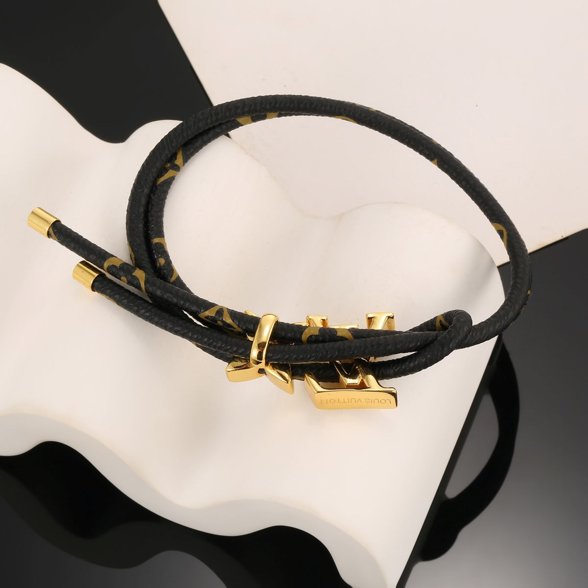 Louis Vuitton Circle Gold-Tone Leather Bracelet - album image 4